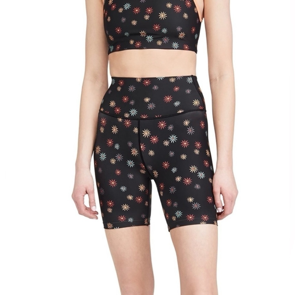 Splits59 Ava High Waist Floral Bike Shorts Women’s XS Black Multicolor